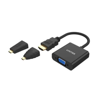 Unitek HDMI to VGA Adapter with 3.5mm for Stereo Audio plus Mini & Micro HDMI Adapter